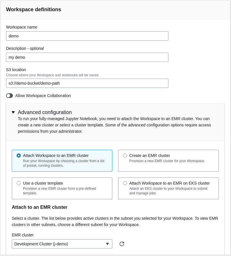 Create EMR Notebook